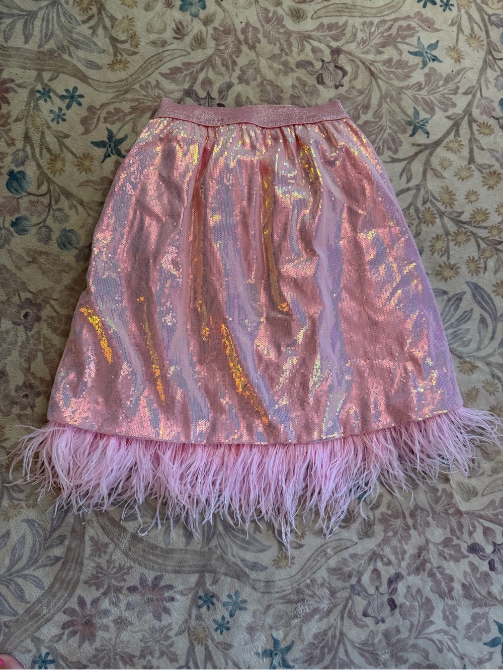 Lola and the Boys Sequin Feather Hem Skirt